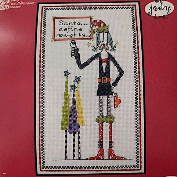 Dolly Mamas Counted Cross Stitch Kit Santa Define Naughty 019 0418 NEW Janlynn - Picture 2 of 16